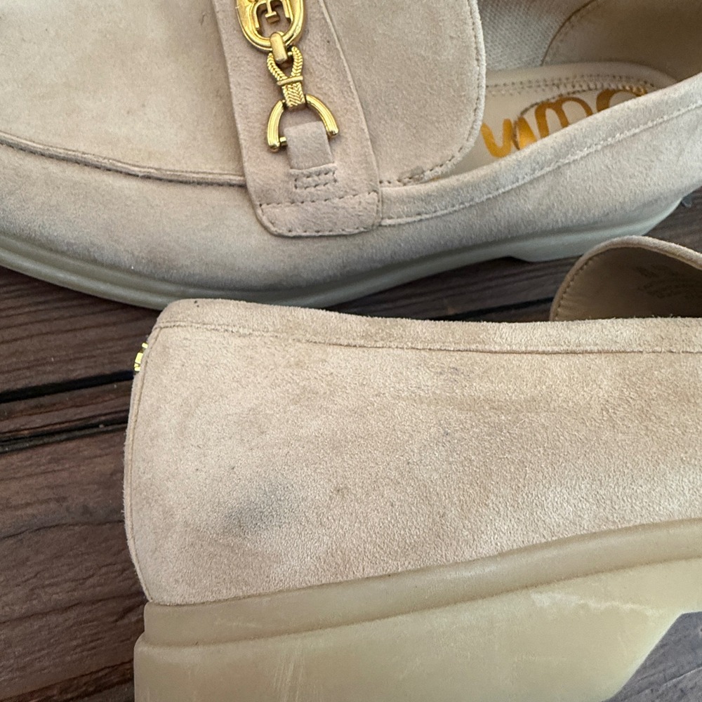 Sam Edelman Kyana Beige Suede Horsebit Loafers Womens 8M Platform Slip On Shoes - Picture 9 of 10